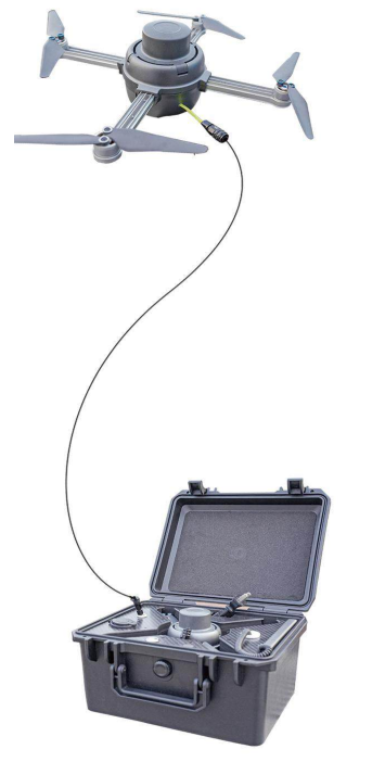 Sistema portátil de dron con cable para iluminación