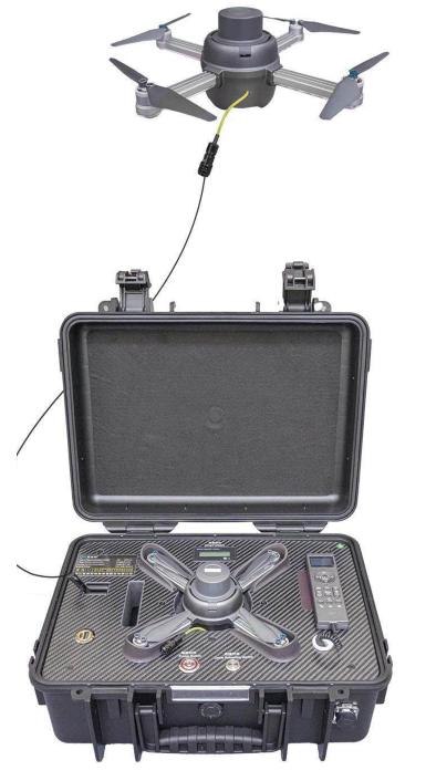 Sistema portátil de dron con cable para iluminación