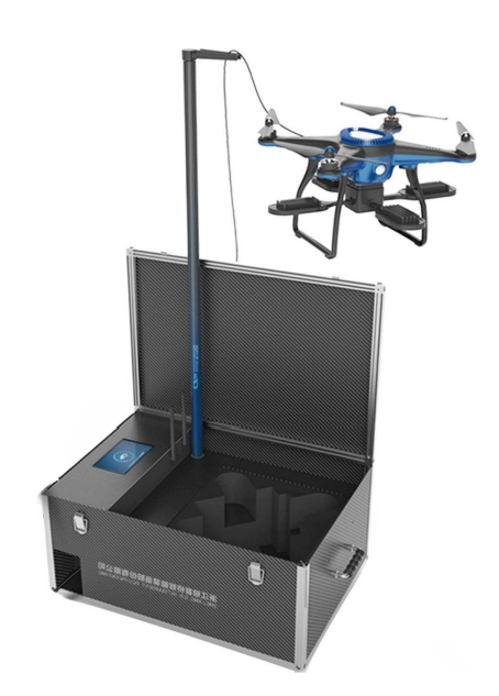 Sistema portátil de dron con cable para iluminación
